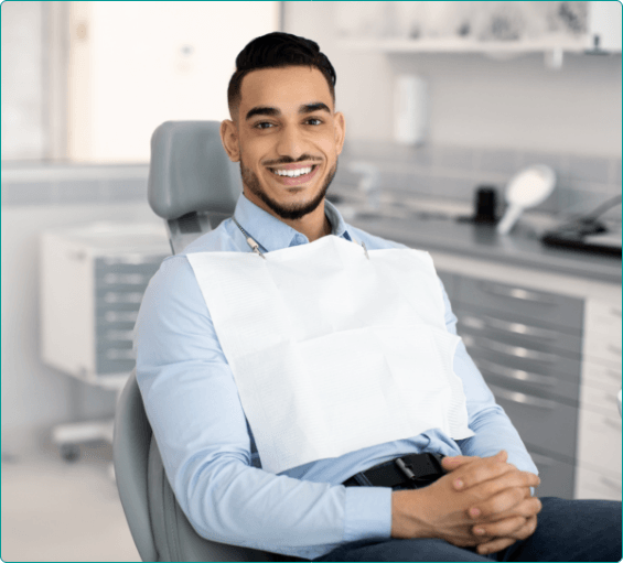 Man sitting patiently in dental chair