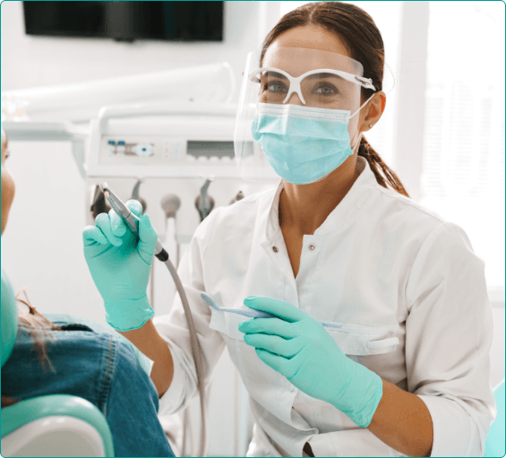 Dentist about to perform a dental exam